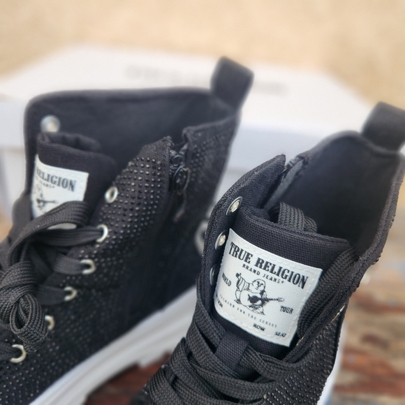 True Religion Women's Jannesa High Top Platform Rhinestone Sneakers - Picture 4 of 6